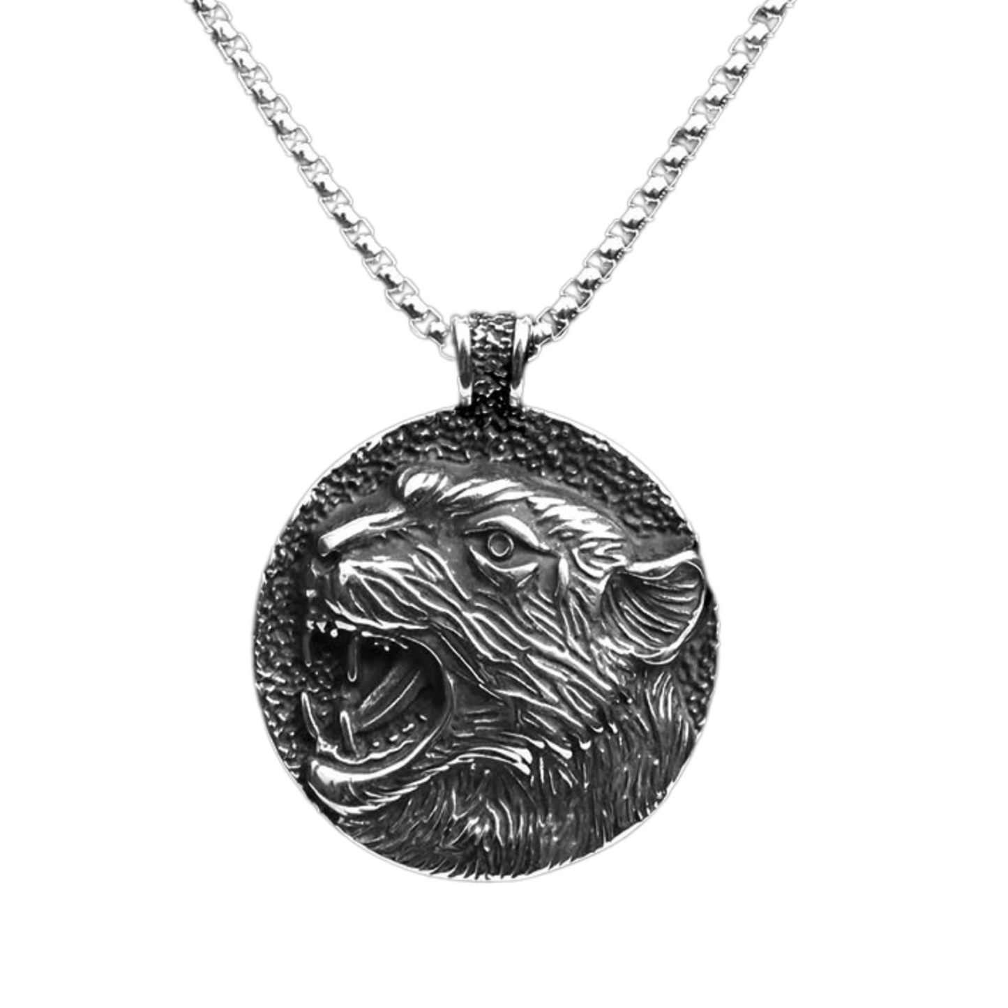 Men's 3D Leopard Panter Head Stainless Steel Pendant Necklace