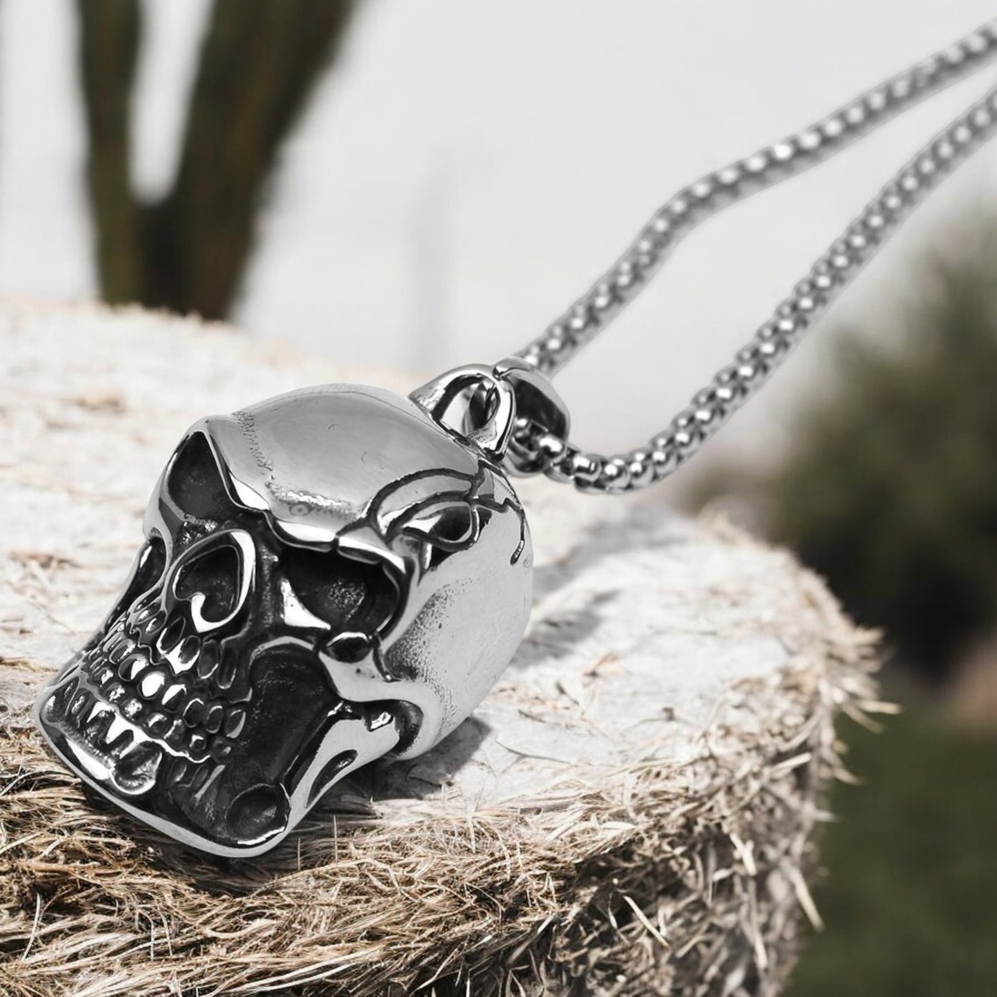 Men's 3D Skull Skeleton Stainless Steel Pendant Necklace
