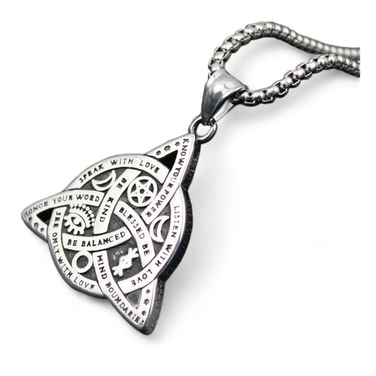 Men's Triple Triquetra Celtic Trinity Knot Stainless Steel Pendant Necklace