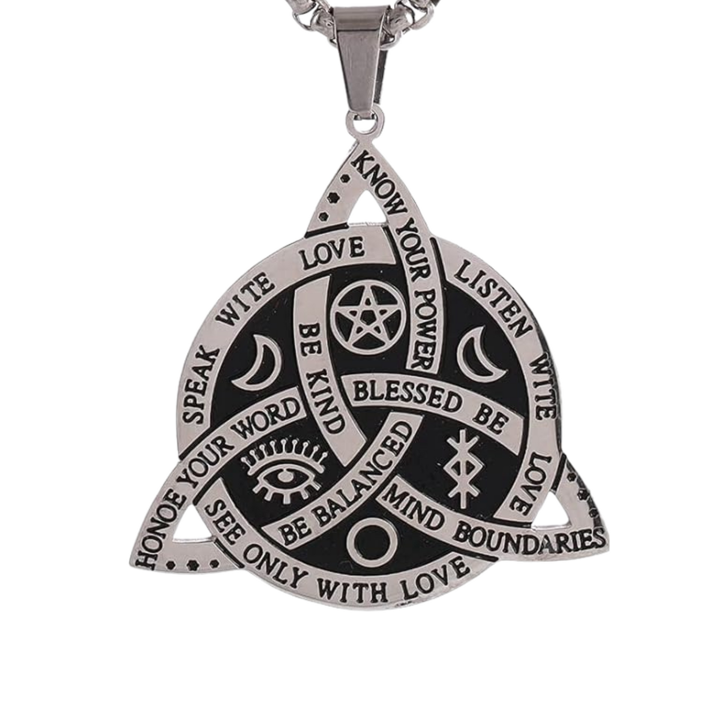 Men's Triple Triquetra Celtic Trinity Knot Stainless Steel Pendant Necklace