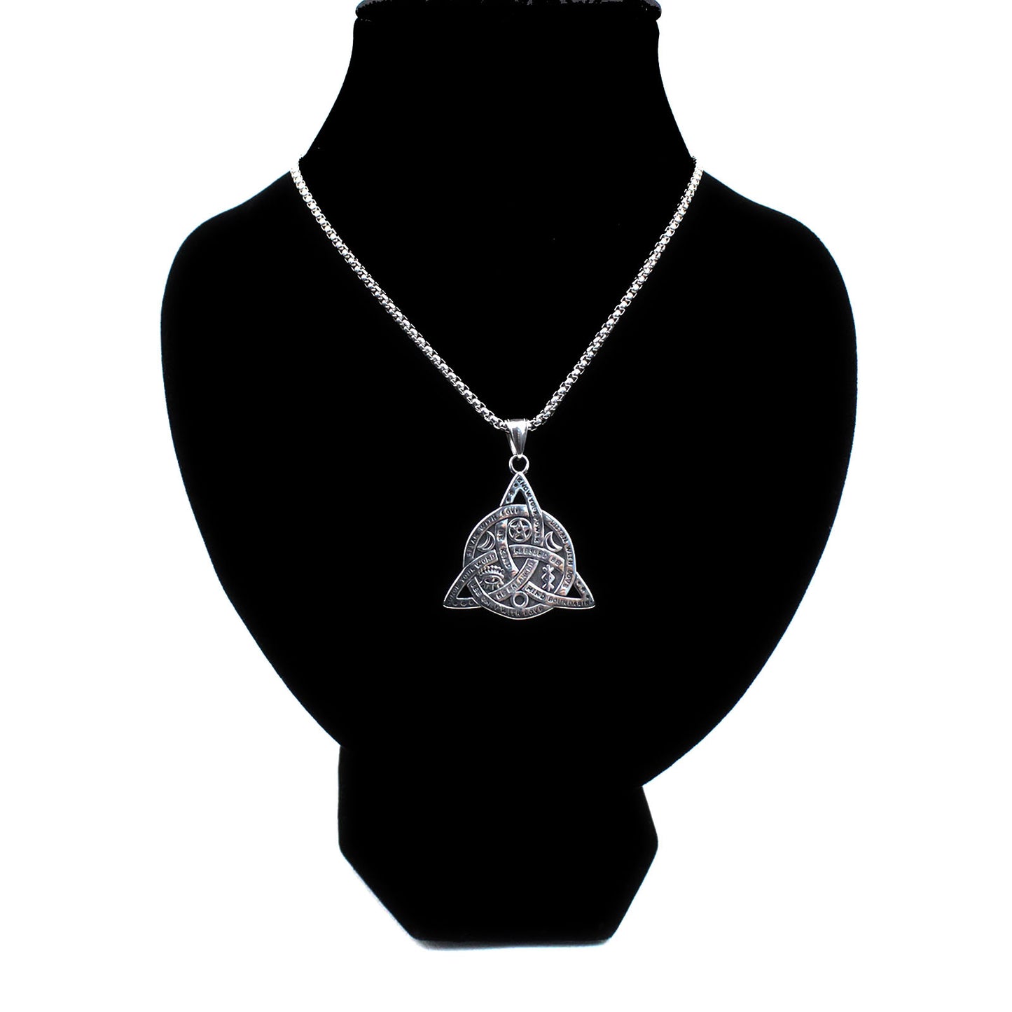 Men's Triple Triquetra Celtic Trinity Knot Stainless Steel Pendant Necklace