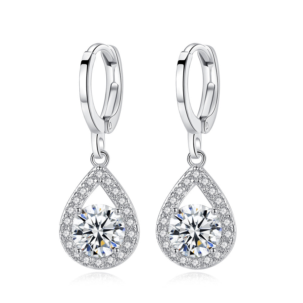 Women Fashion Crystal Exquisite Drop Pendant Necklace and Earrings Set