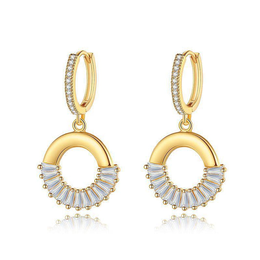 Gold Tone Crystal Round Crystal Pendant Necklace and Earrings Jewellery Set