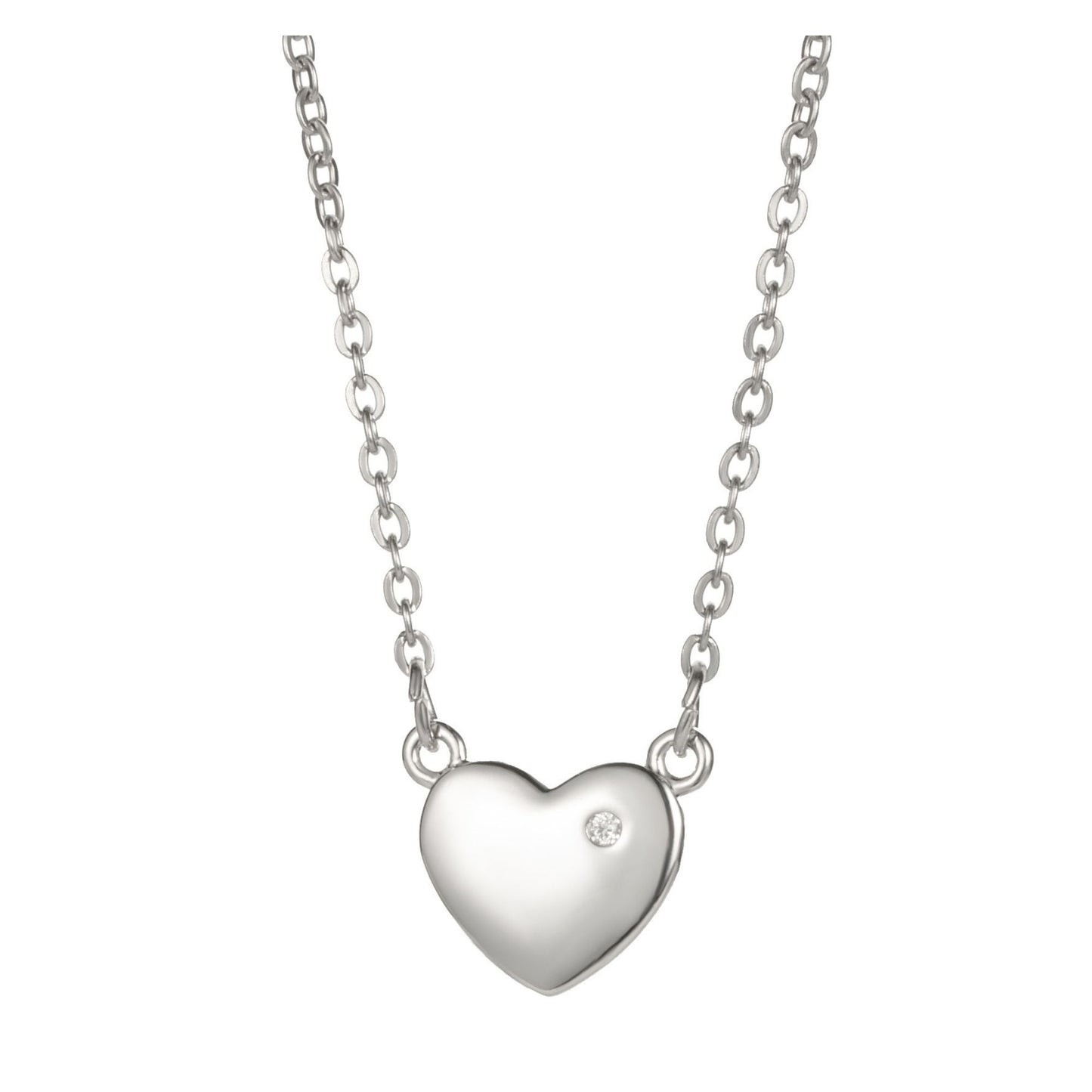 White Gold Plated Heart Shape Necklace With Moissanite Diamond