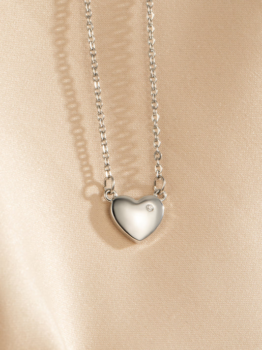 White Gold Plated Heart Shape Necklace With Moissanite Diamond