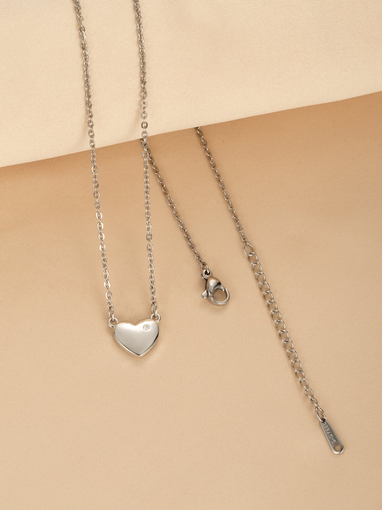 White Gold Plated Heart Shape Necklace With Moissanite Diamond