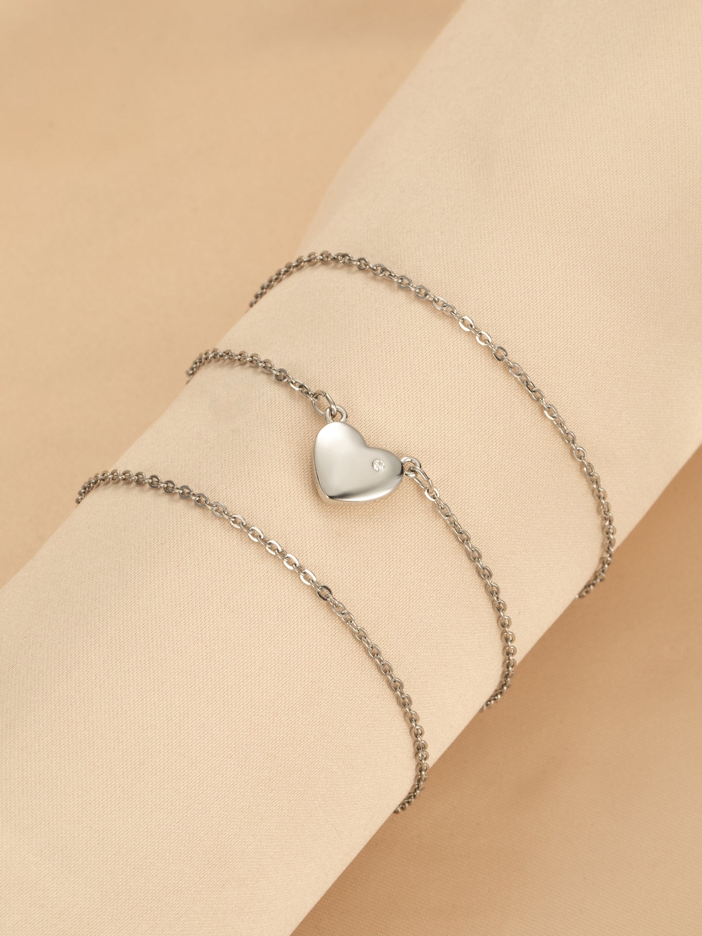 White Gold Plated Heart Shape Necklace With Moissanite Diamond