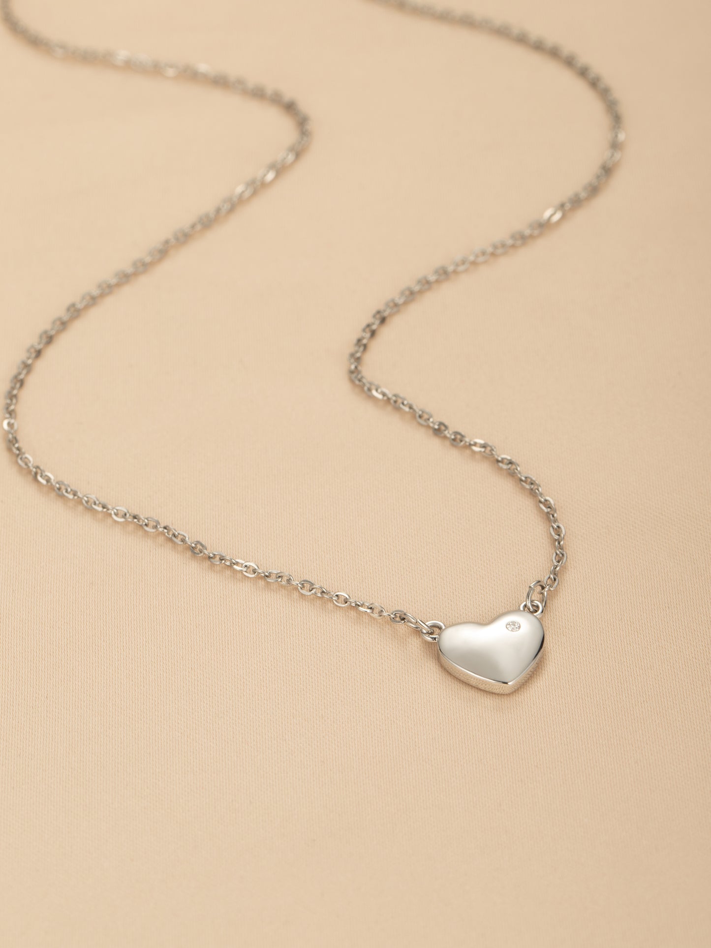 White Gold Plated Heart Shape Necklace With Moissanite Diamond