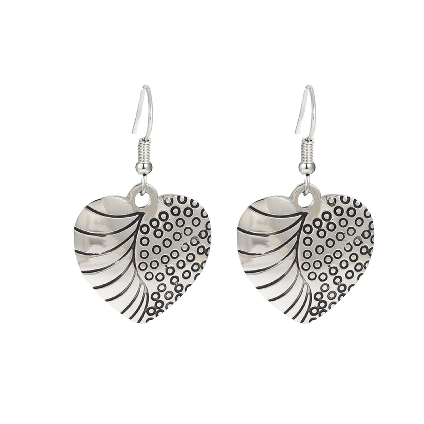 Women Heart-Shaped Earrings in Silver Tone