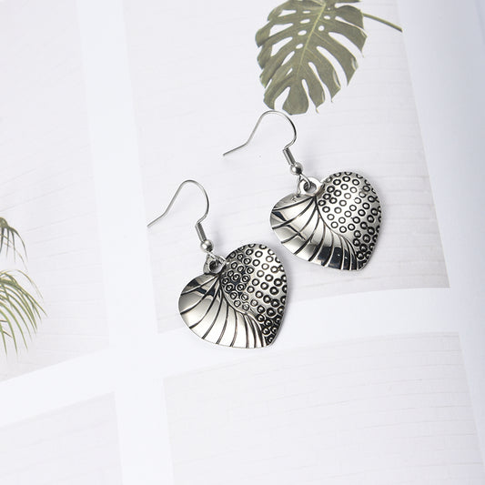 Women Heart-Shaped Earrings in Silver Tone