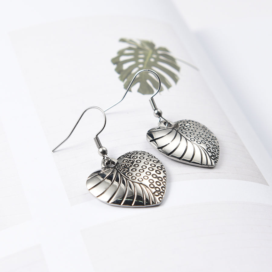 Women Heart-Shaped Earrings in Silver Tone