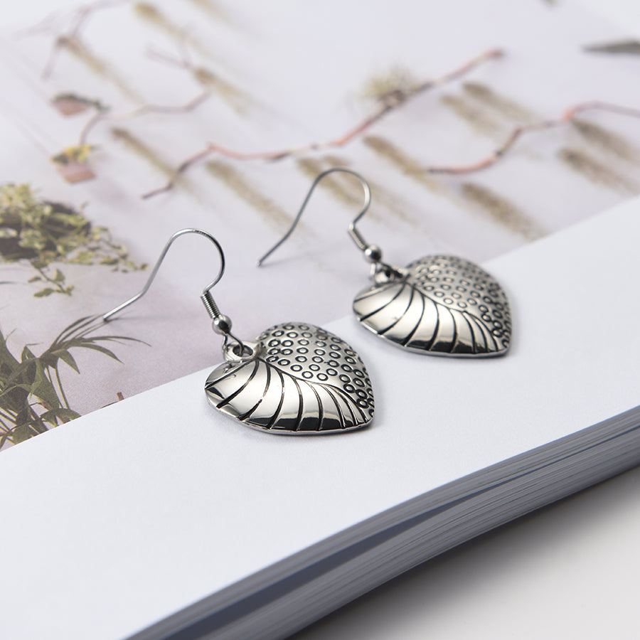 Women Heart-Shaped Earrings in Silver Tone