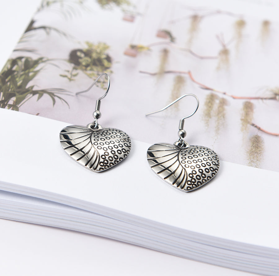 Women Heart-Shaped Earrings in Silver Tone