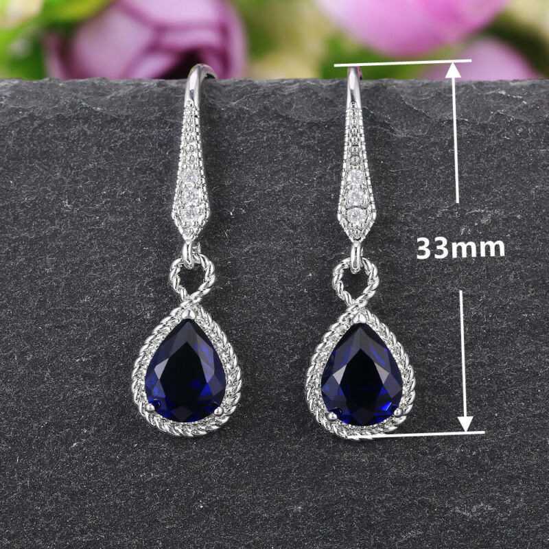 Beautiful Women Blue Sapphire Crystal Waterdrop Hook Earrings