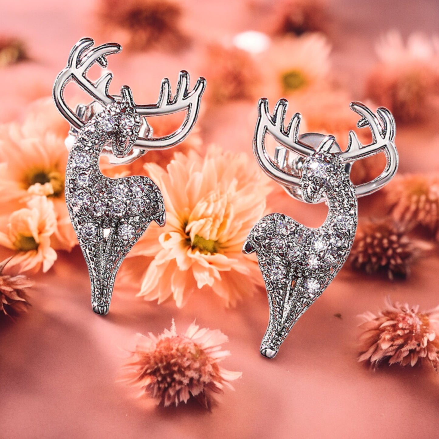 Beautiful Shinny Women Reindeer Stud Earrings