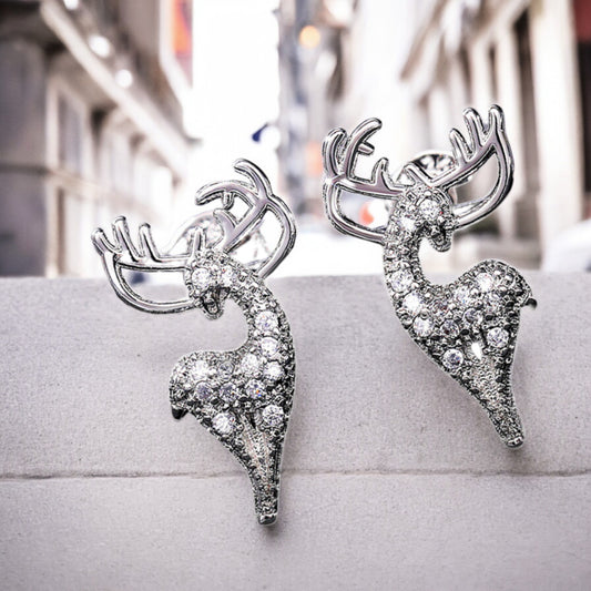Beautiful Shinny Women Reindeer Stud Earrings