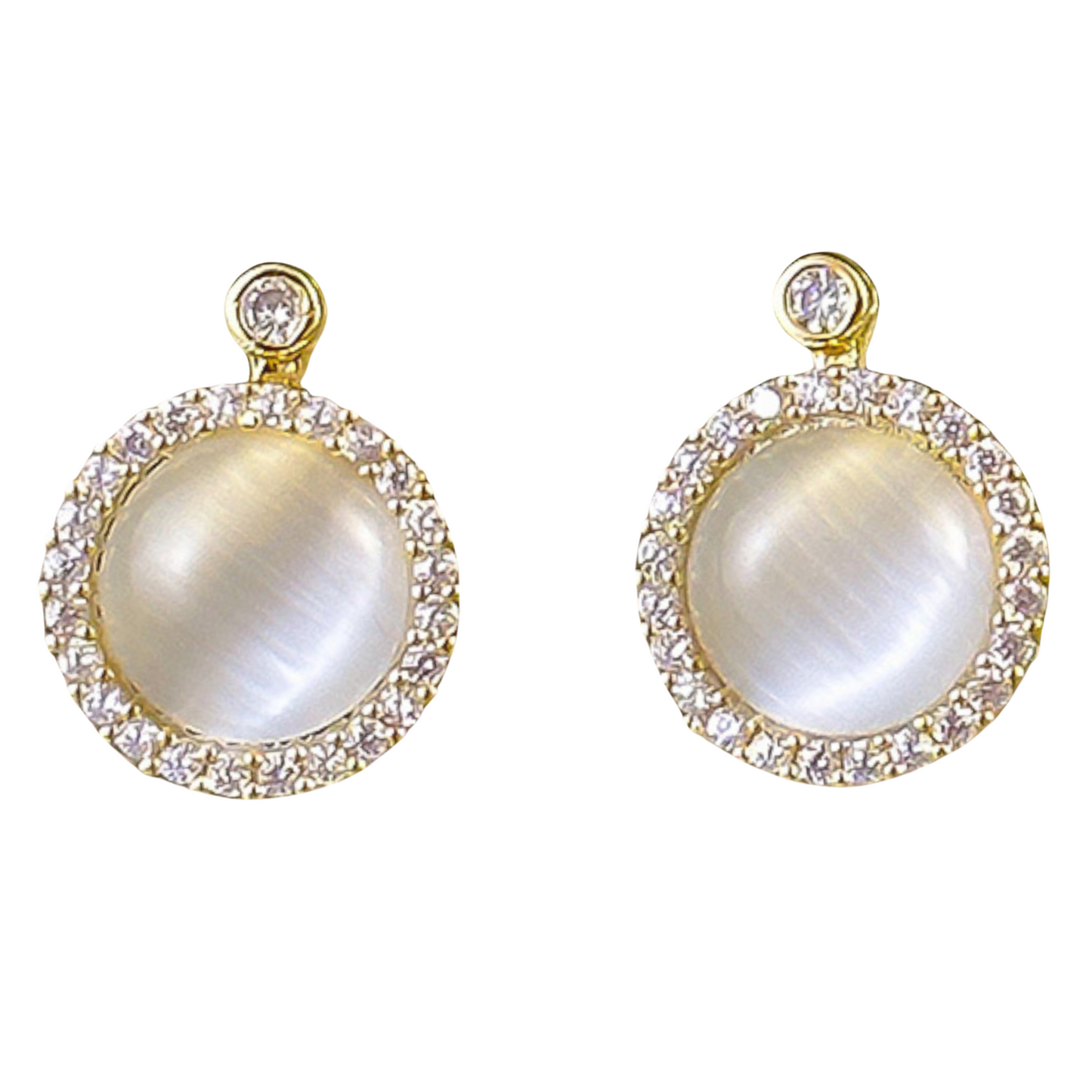 Women Crystal Rotating Spinner Fidget Earrings in Gold Tone