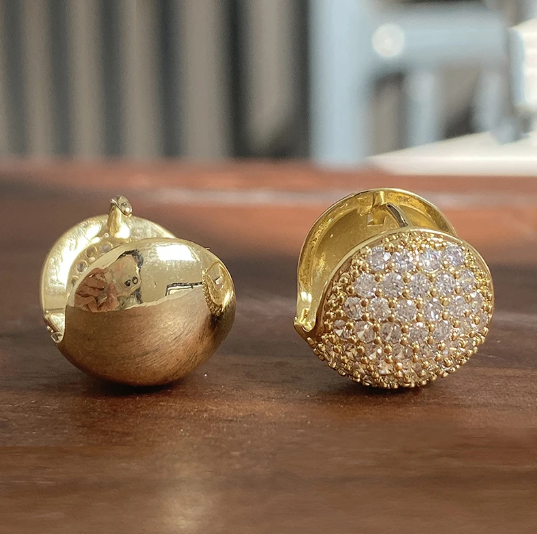 Women Fashion Hoop Shinny Crystal Earrings