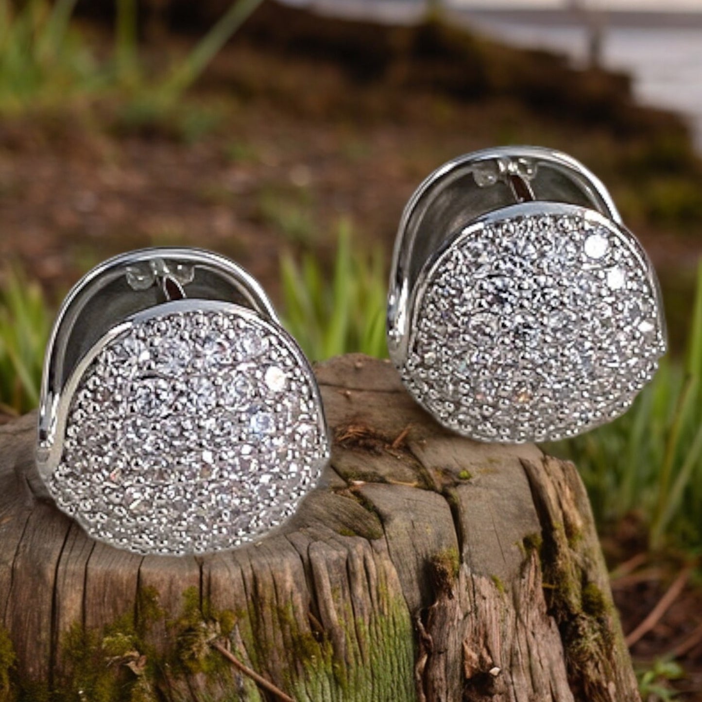 Women Fashion Hoop Shinny Crystal Earrings