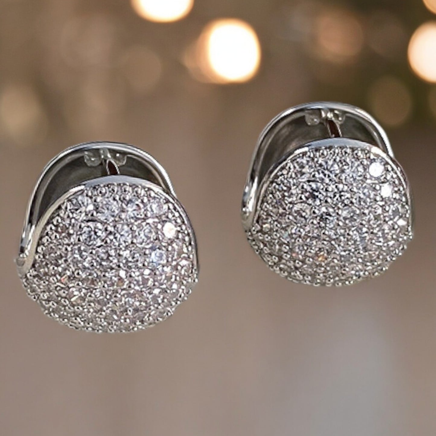 Women Fashion Hoop Shinny Crystal Earrings