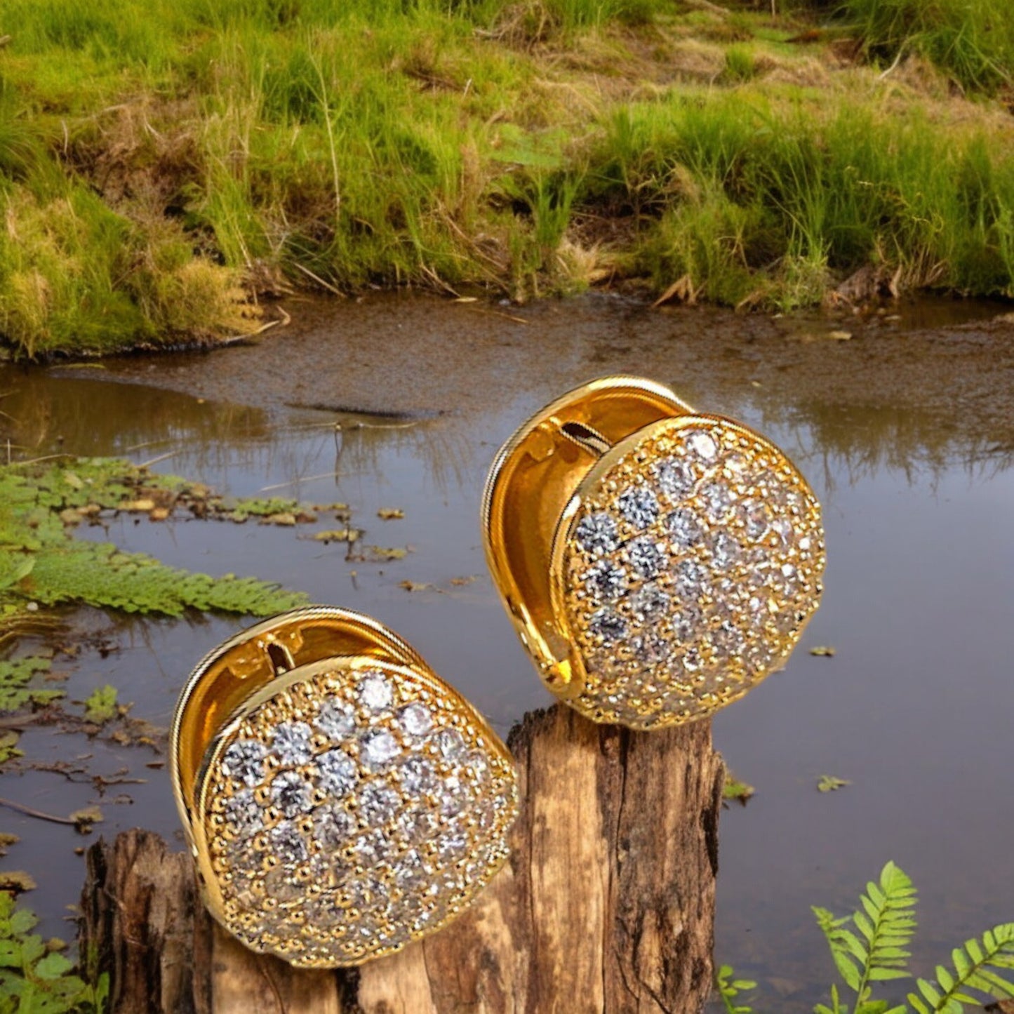 Women Fashion Hoop Shinny Crystal Earrings
