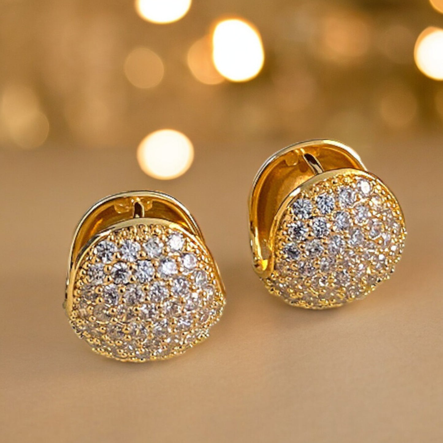 Women Fashion Hoop Shinny Crystal Earrings