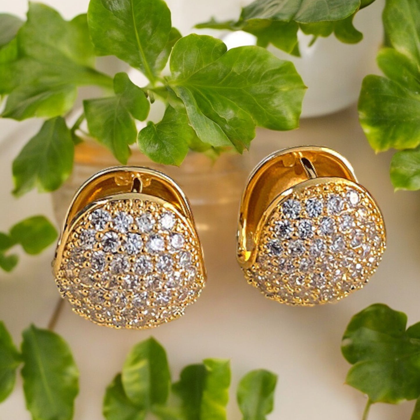 Women Fashion Hoop Shinny Crystal Earrings