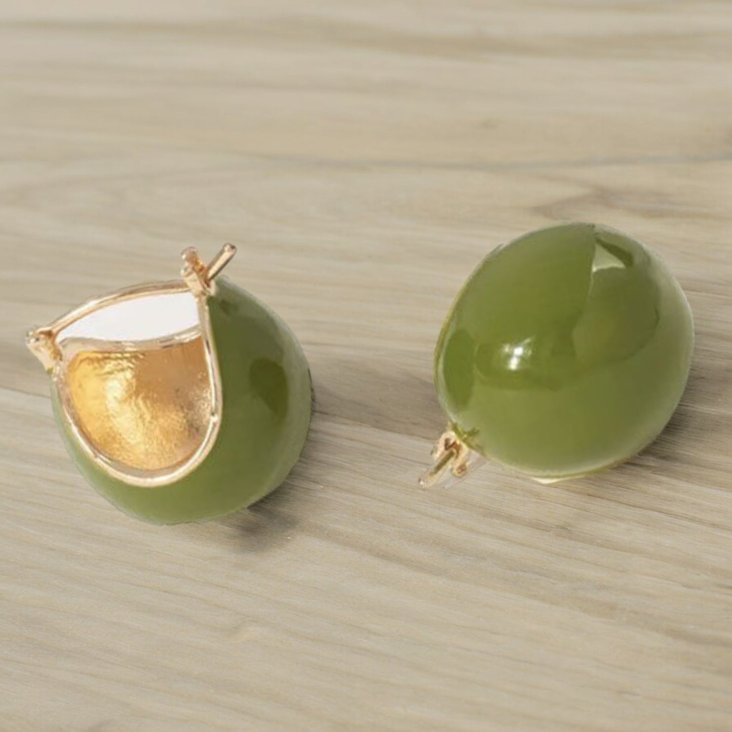 Women Fashion Green Round Hoop Earring