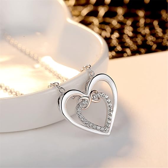 Swarovski Elements 'Infinity' Doulbe Heart Necklace