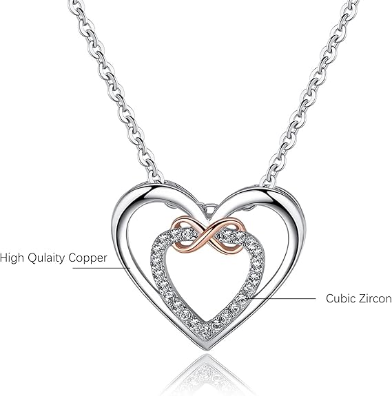 Swarovski Elements 'Infinity' Doulbe Heart Necklace