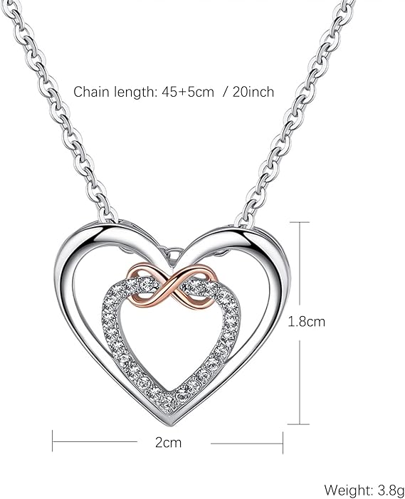 Swarovski Elements 'Infinity' Doulbe Heart Necklace