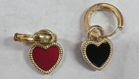 Women Black and Red Double-sided Love Earrings