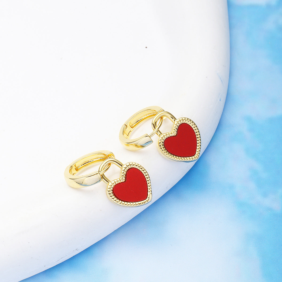 Women Black and Red Double-sided Love Earrings