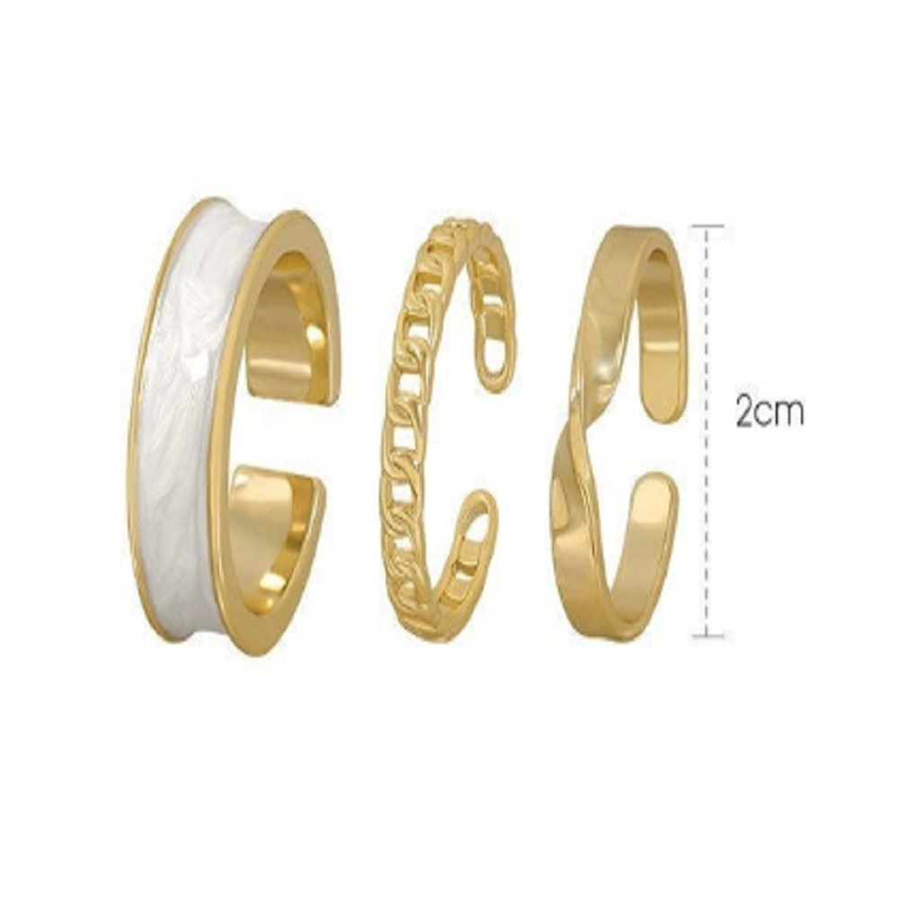 Women Engagement Adjustable Rings Set in Gold Tone