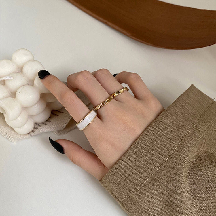 Women Engagement Adjustable Rings Set in Gold Tone