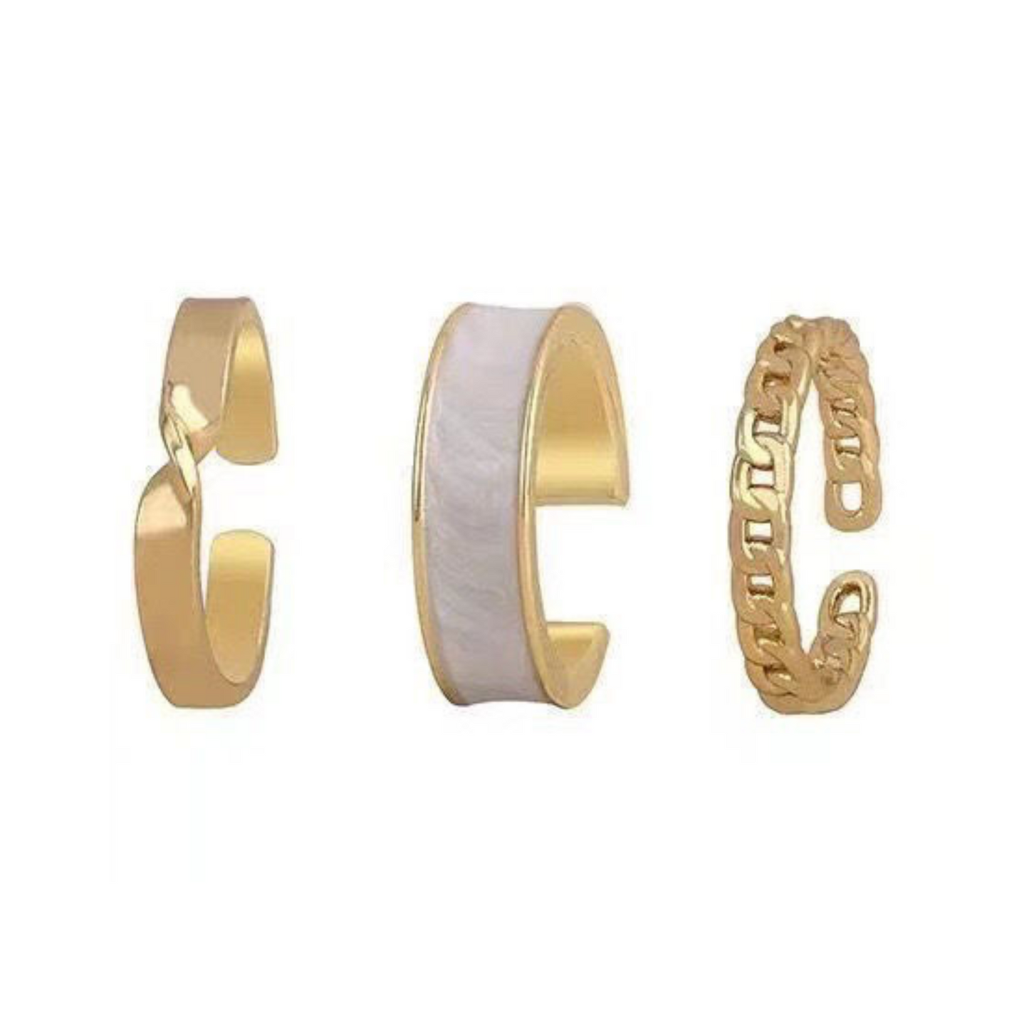 Women Engagement Adjustable Rings Set in Gold Tone