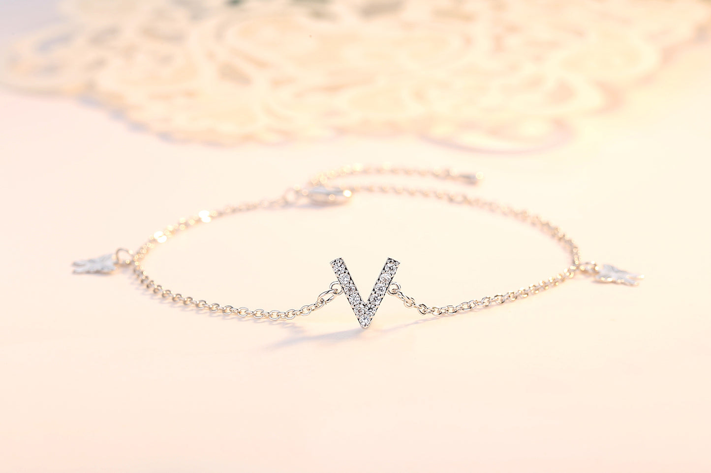 Silver Chain Anklet/Bracelet with Butterfly Charms