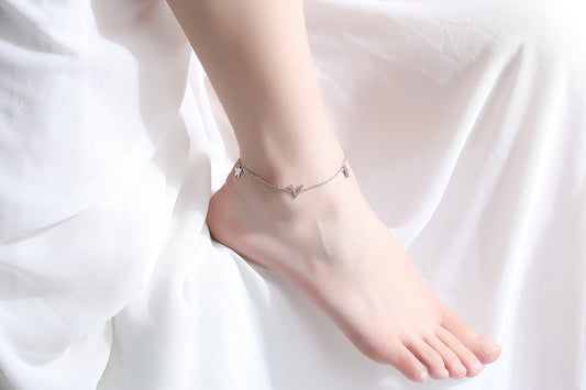 Silver Chain Anklet/Bracelet with Butterfly Charms