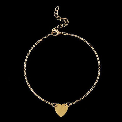Gold and Silver Tone Adjustable Heart Shape Anklet/Bracelet