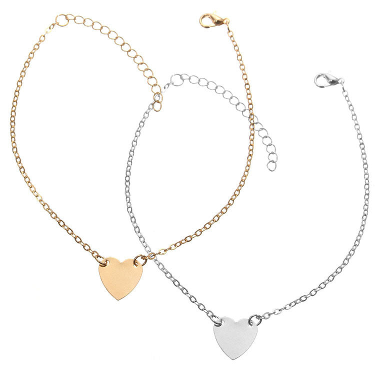 Gold and Silver Tone Adjustable Heart Shape Anklet/Bracelet