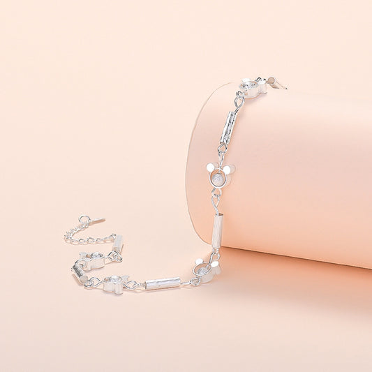 Mickey Minnie Mouse Silver Tone Anklet