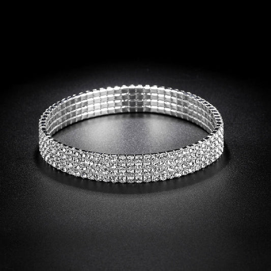 Sparkling Four Row Band Crystal Zirconia Anklets