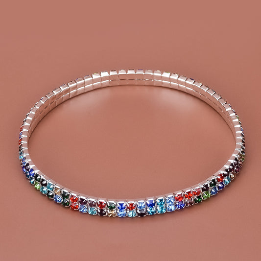 Sparkling Double Row Colourful Crystal Zirconia Anklets