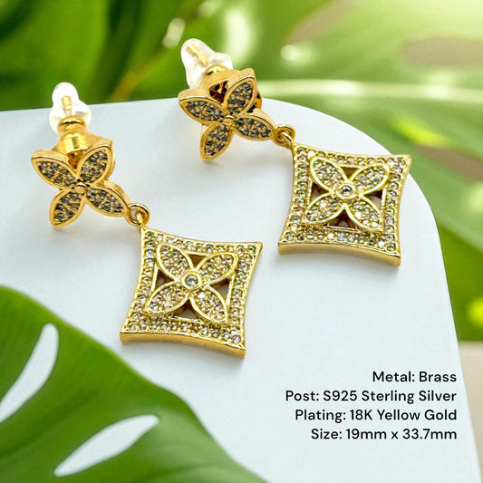 Gilded Bloom 18K Gold Plated Sterling Silver Drop Earrings