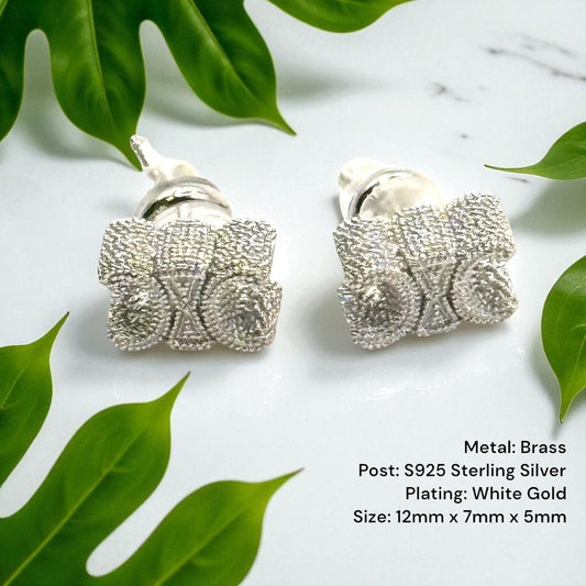 Triomphe Studs White Gold Plated Sterling Silver Earrings