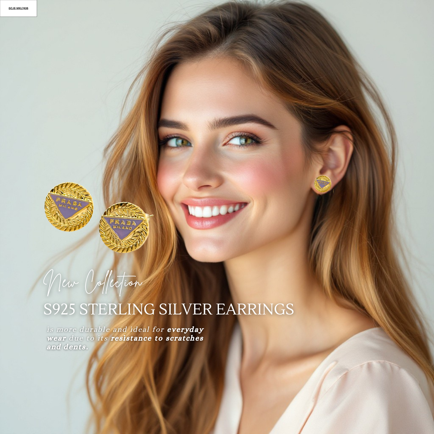 Lavender Triangle Studs 18K Gold Plated Sterling Silver Post Earrings
