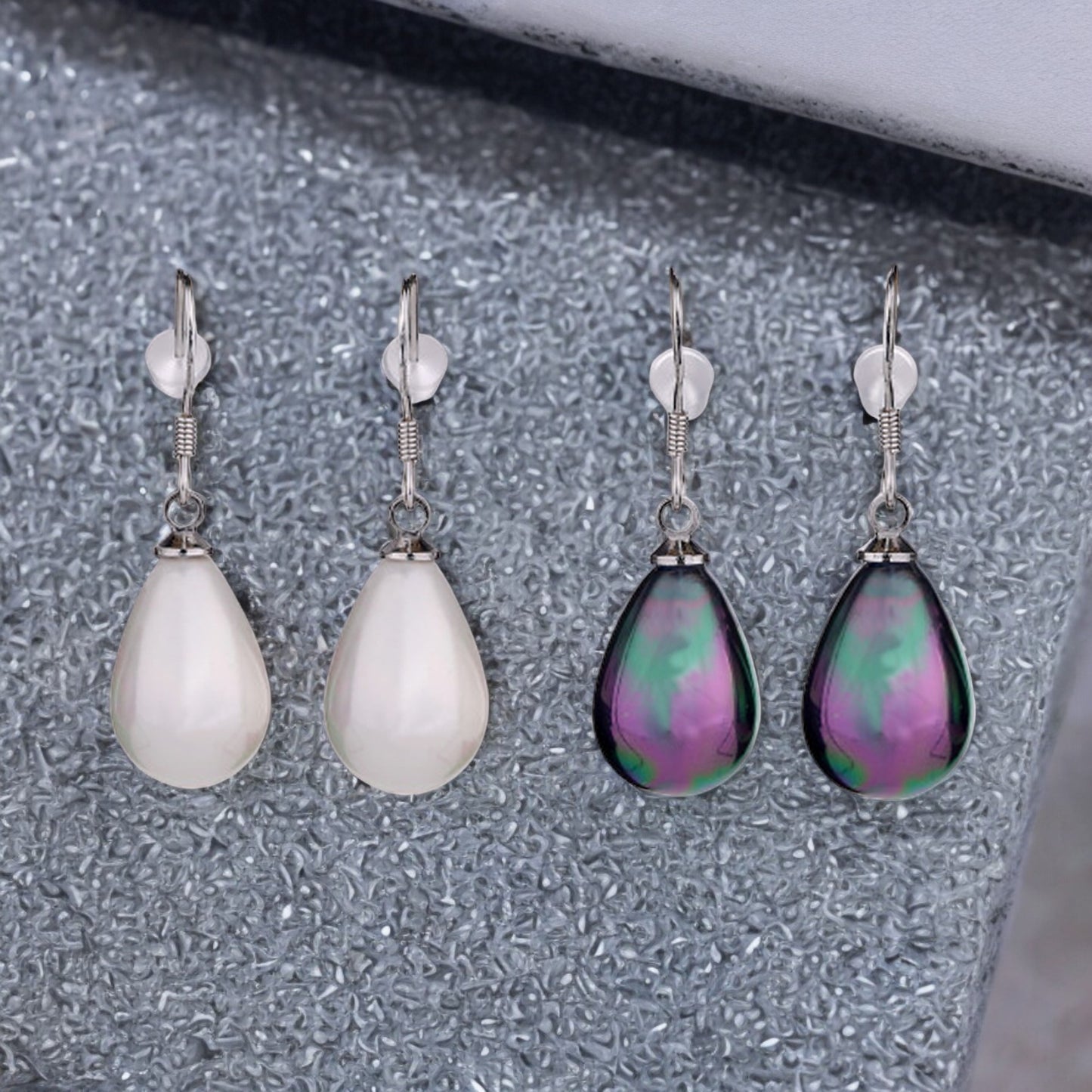925 Sterling Silver Pearl Drop Earrings with Hallmarks