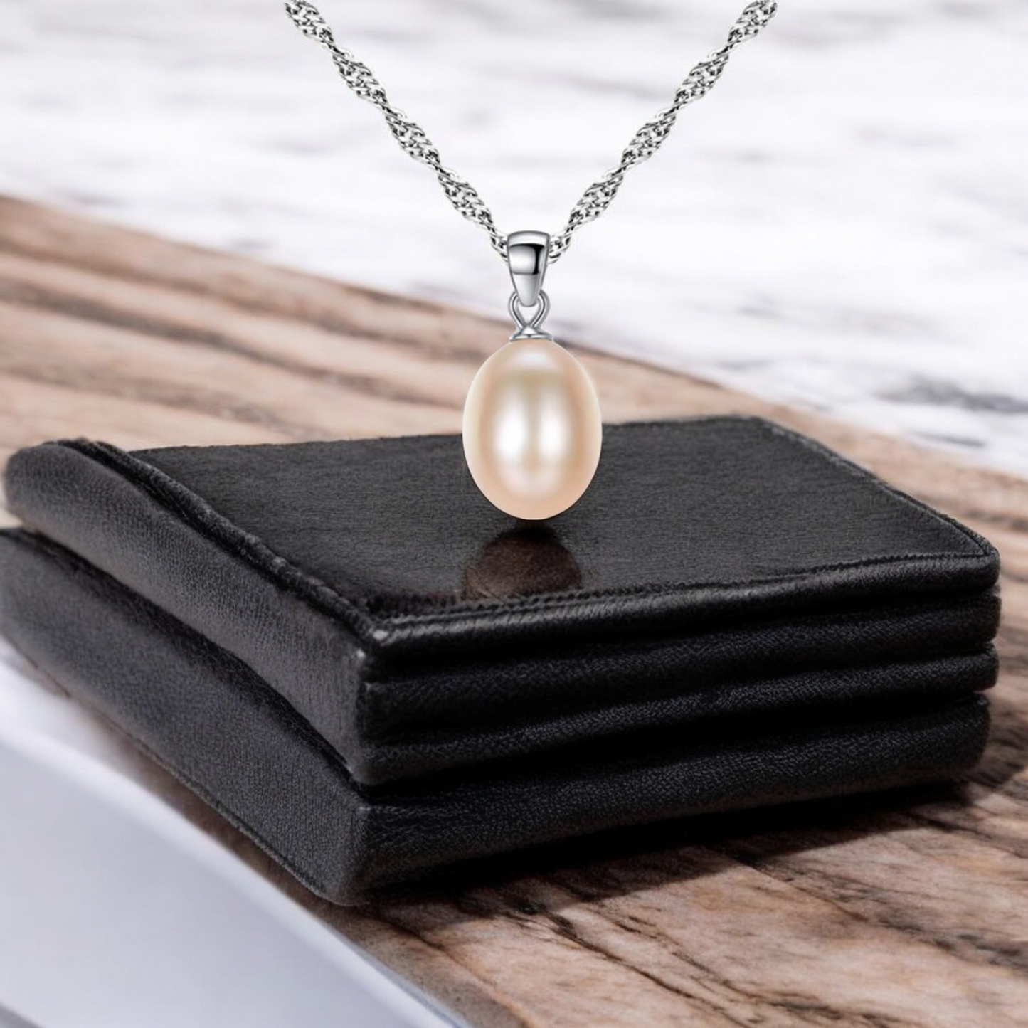 Silver Tone Freshwater Pearl Pendant Necklace