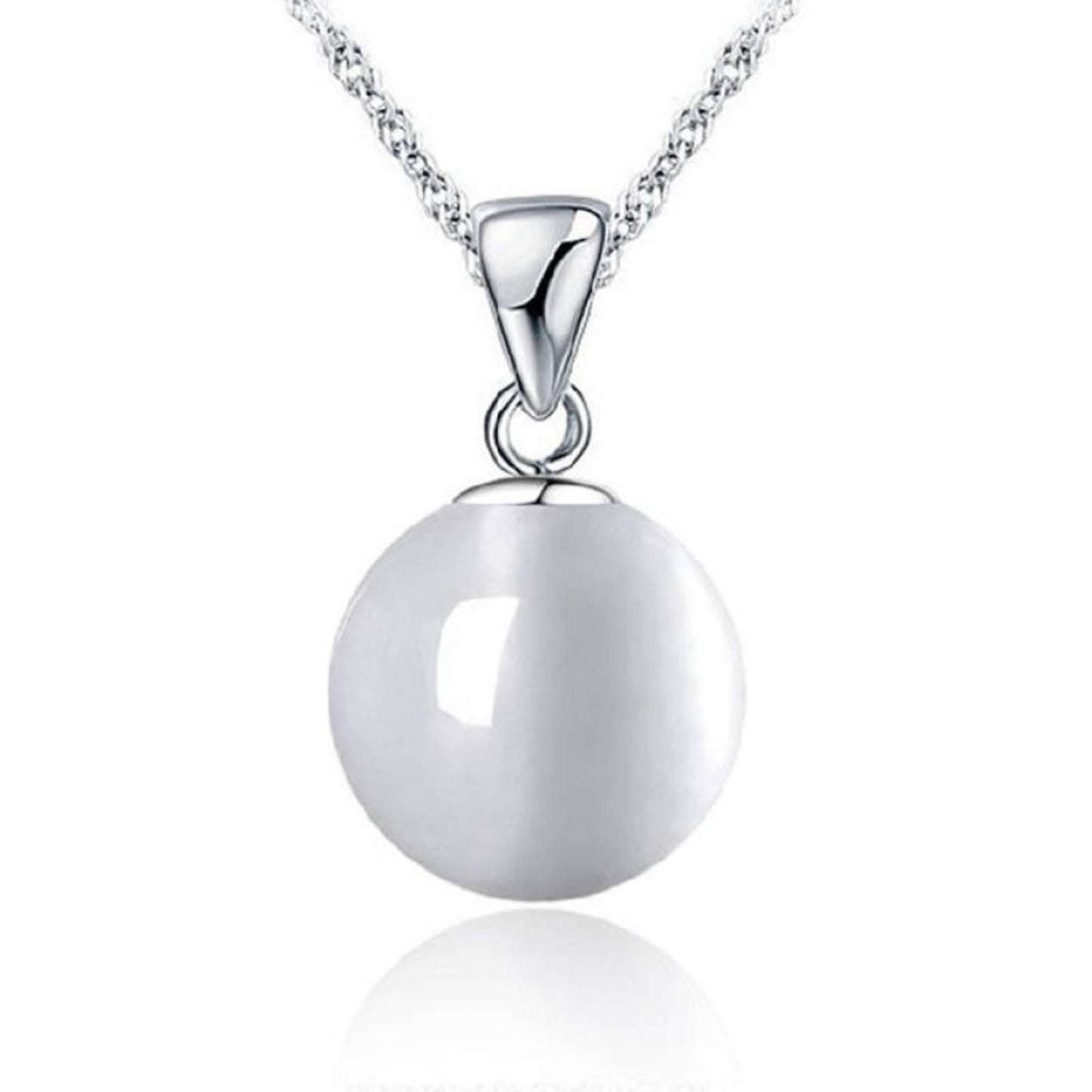 925 Sterling Silver Pendant for Women Made with a Classic Round Opal Stone