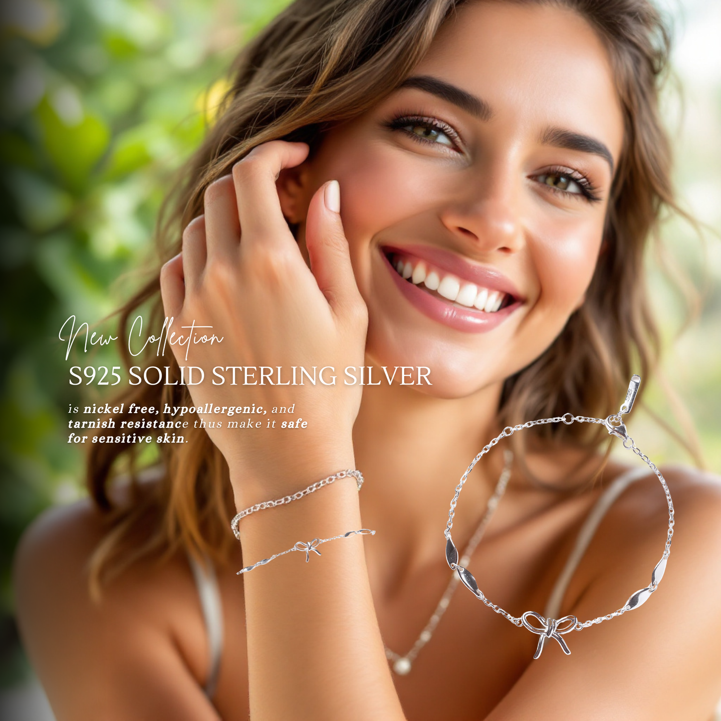 Sterling Silver Ribbon Bow Bracelet Adjustable Stamped Solid S925
